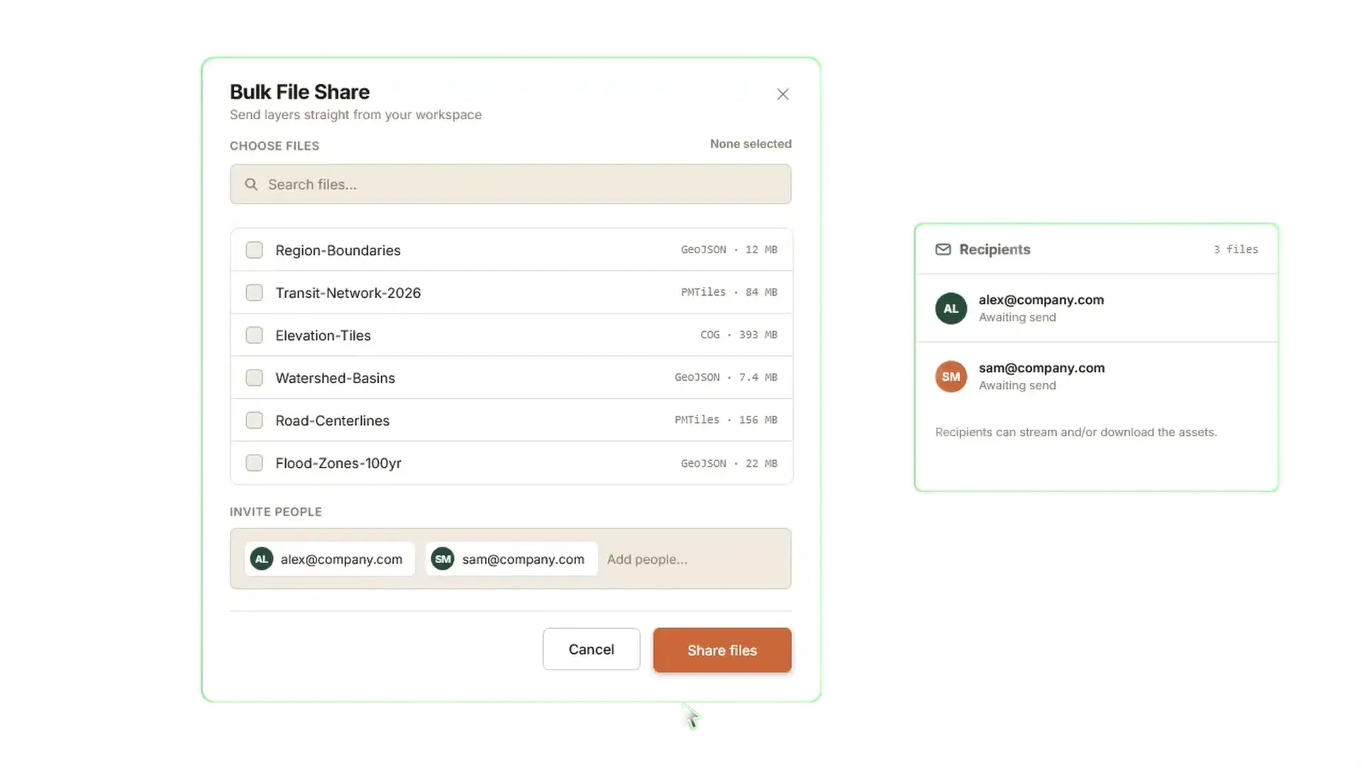 Short demo of sharing a Sarkoa map via link, embed, or tile URL